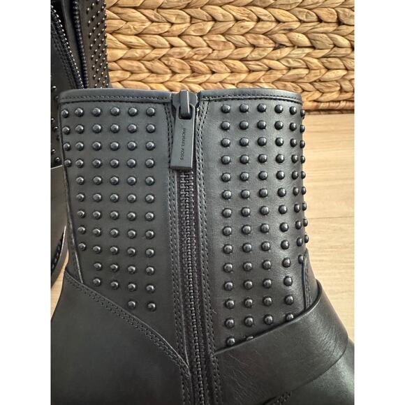 NIB! Michael Michael Kors Reeves Studded Leather Moto Boots in black - Picture 9 of 10